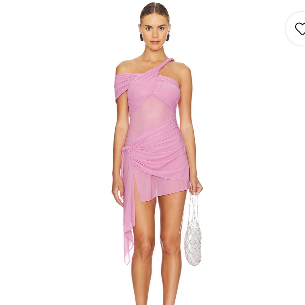 Ronny Kobo Collection Pink Asymmetrical One Shoulder Dress